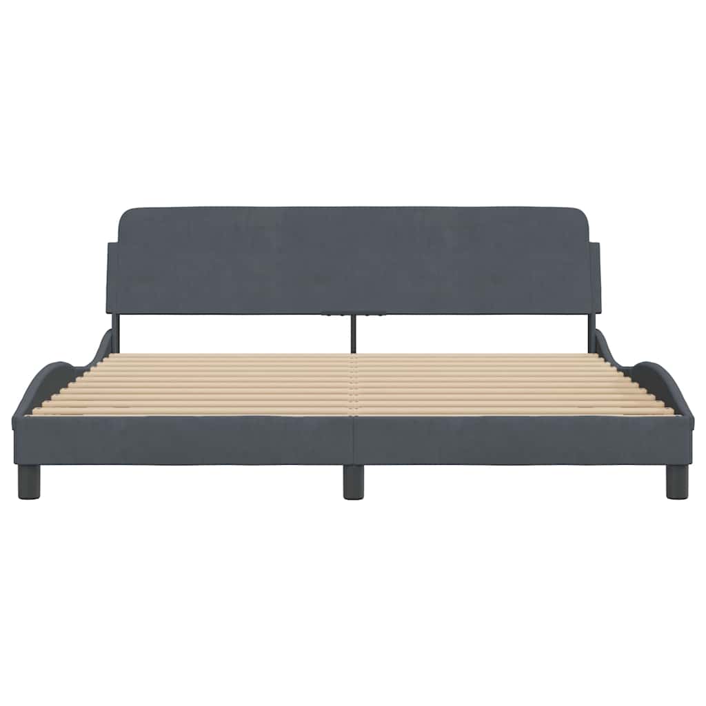 Cadre de lit Dover Gris foncé 180x200 cm velours - XIOS