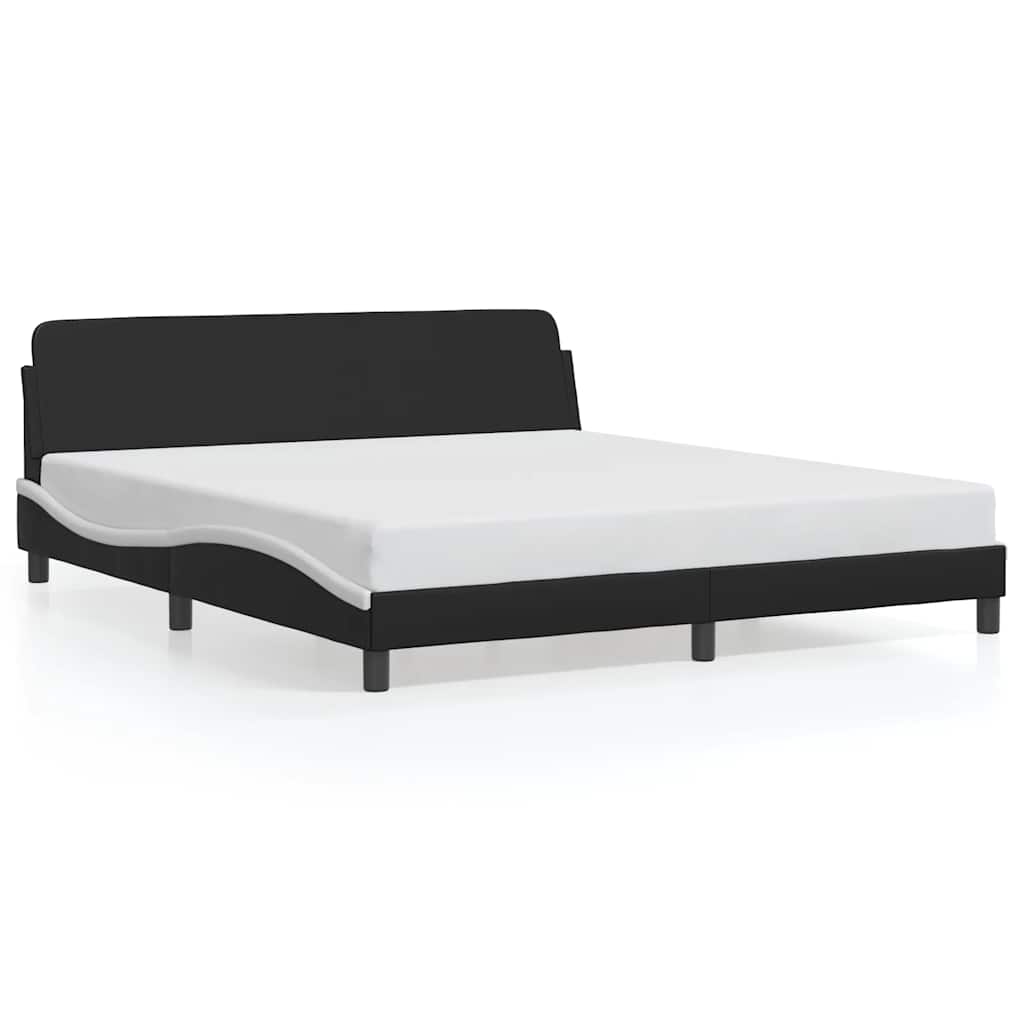 Cadre de lit Dover noir et blanc 180x200 cm en similicuir - XIOS