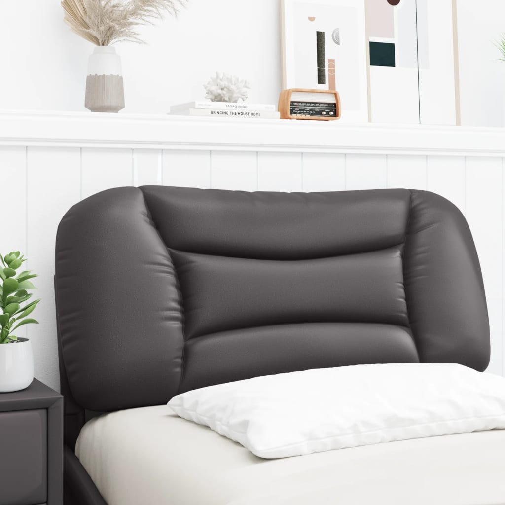 Coussin de tête de lit gris 80 cm similicuir - XIOS