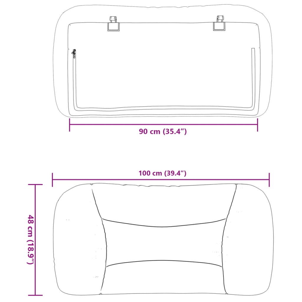 Coussin de tête de lit taupe 90 cm tissu - XIOS