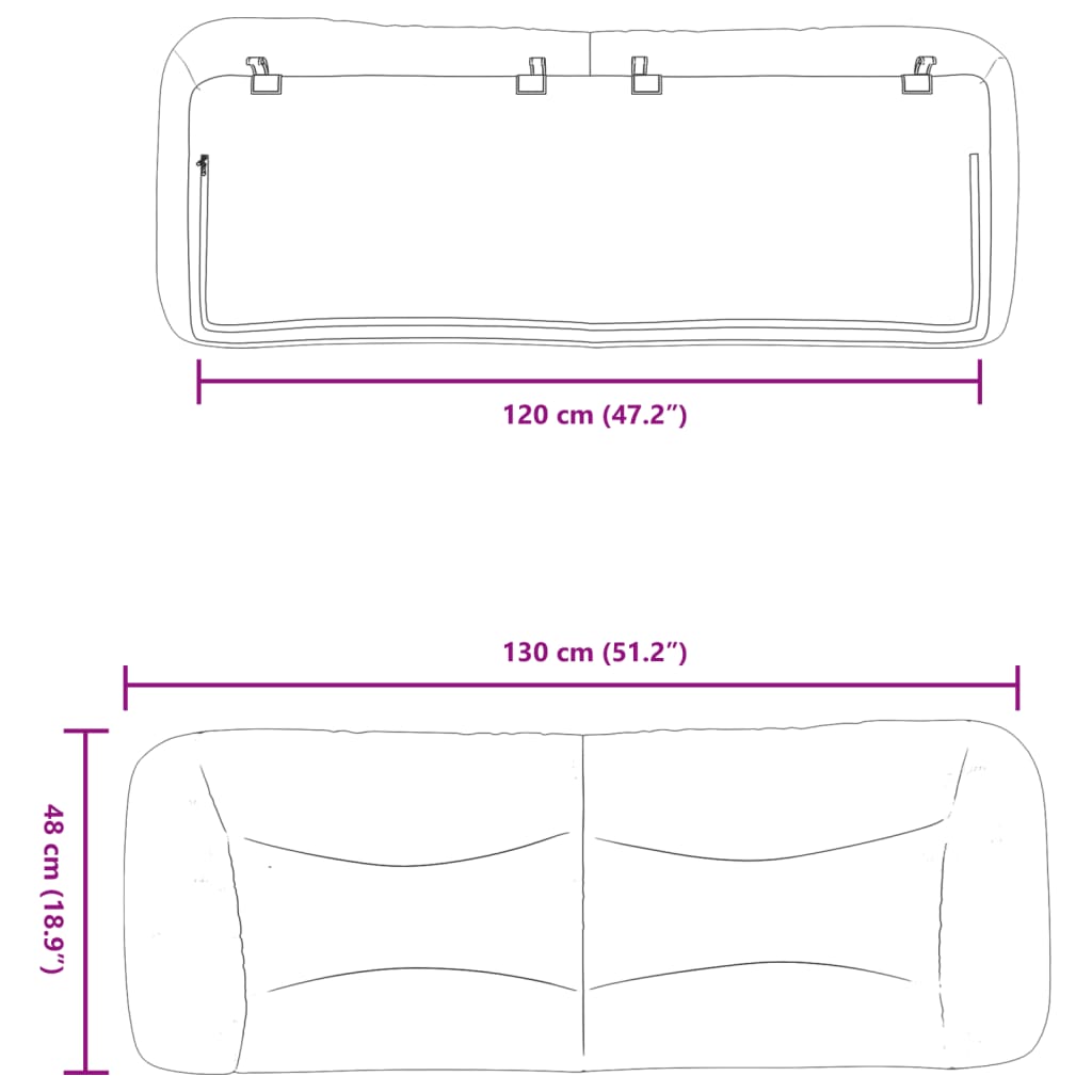 Coussin de tête de lit gris clair 120 cm tissu - XIOS