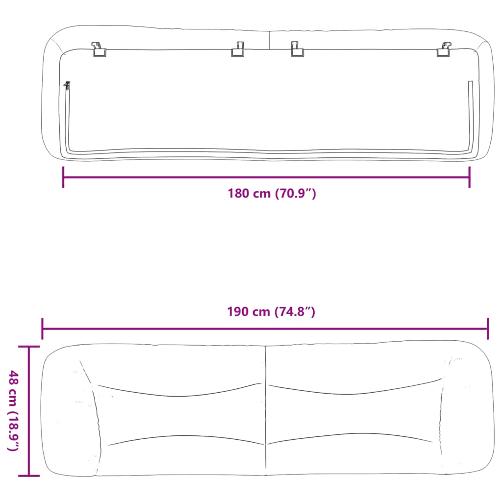 Coussin de tête de lit noir 180 cm similicuir - XIOS