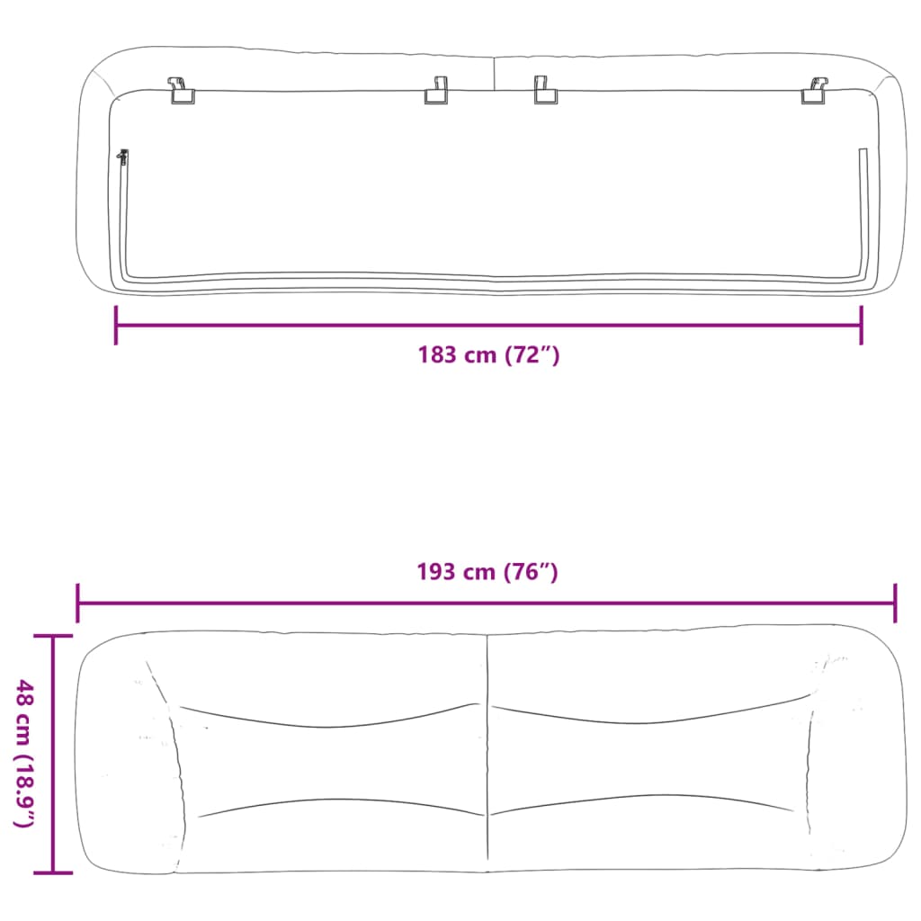 Coussin de tête de lit Hvar gris foncé 183 cm tissu
