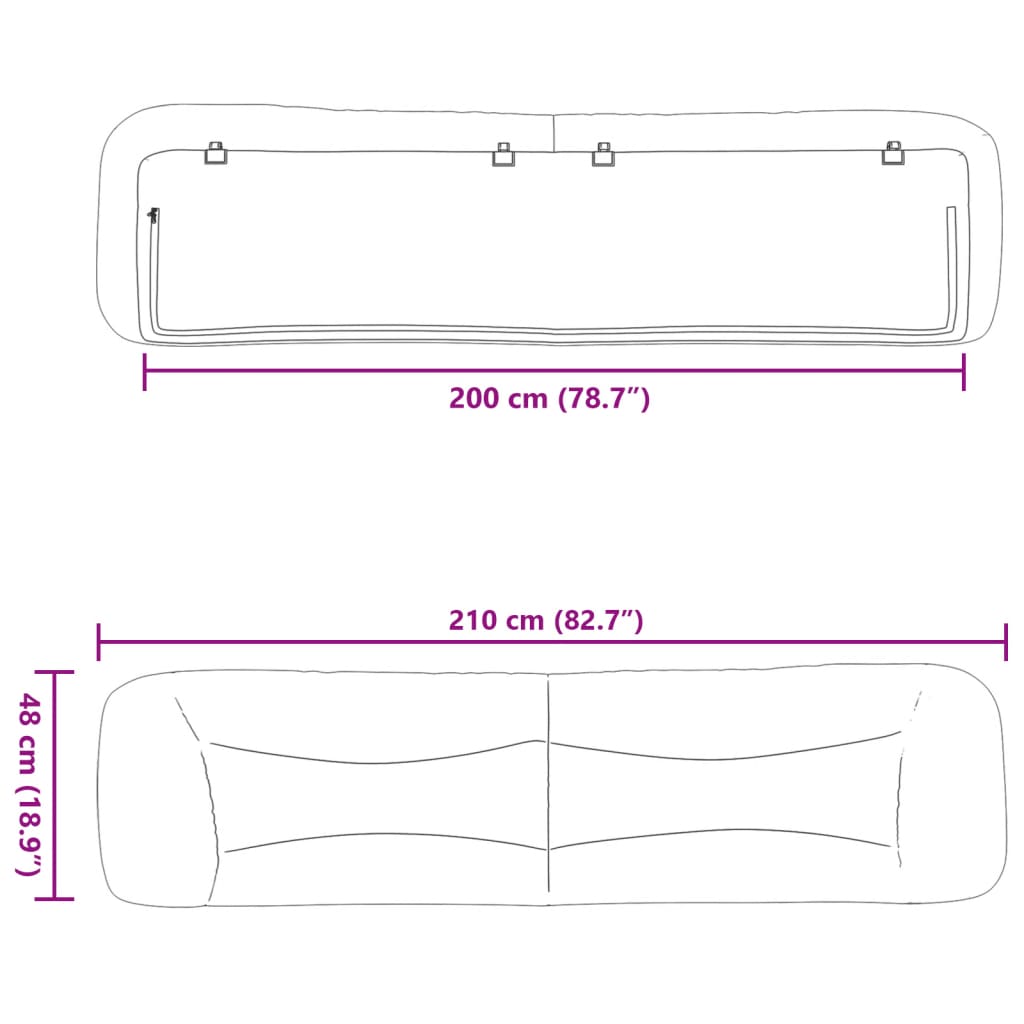 Coussin de tête de lit crème 200 cm tissu - XIOS