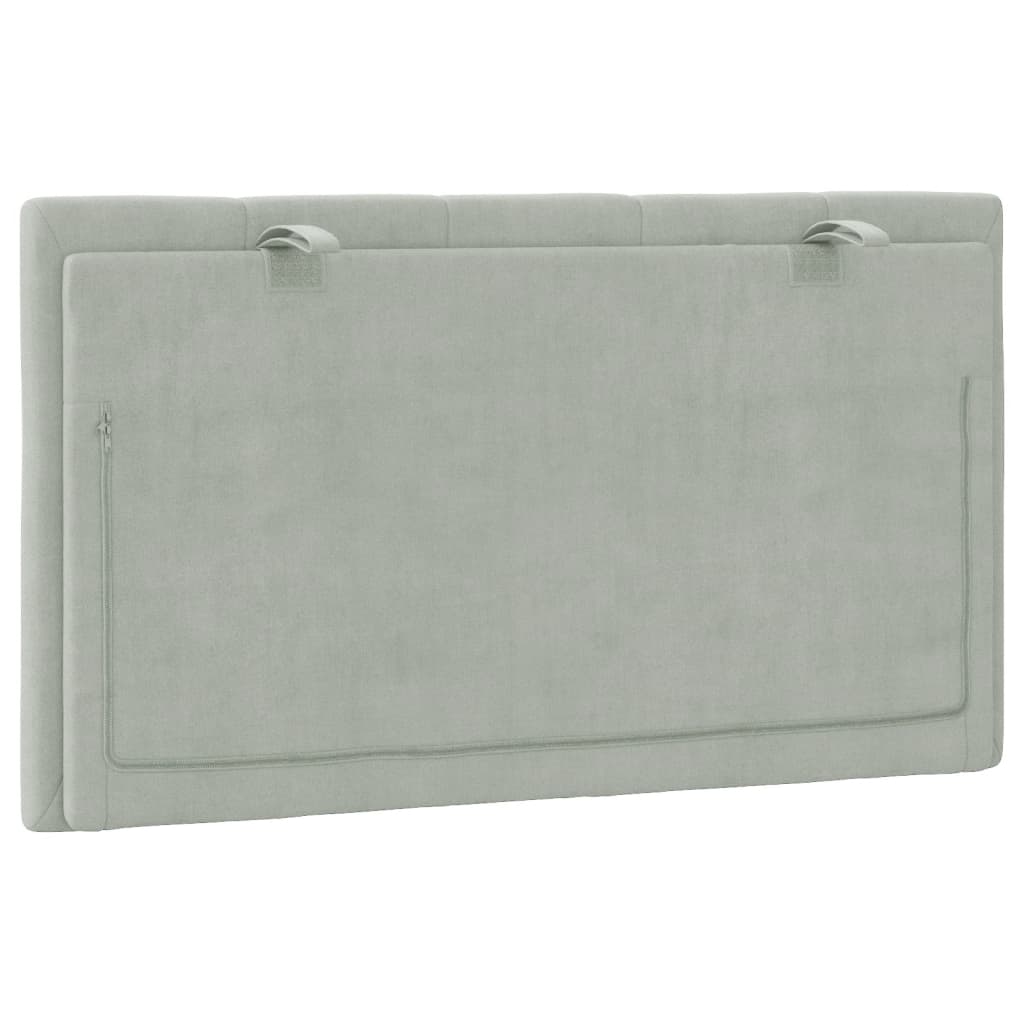 Coussin de tête de lit gris clair 80 cm velours - XIOS