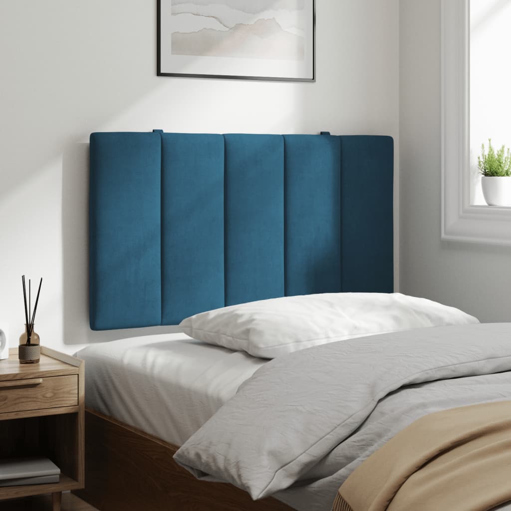 Coussin de tête de lit bleu 90 cm velours - XIOS