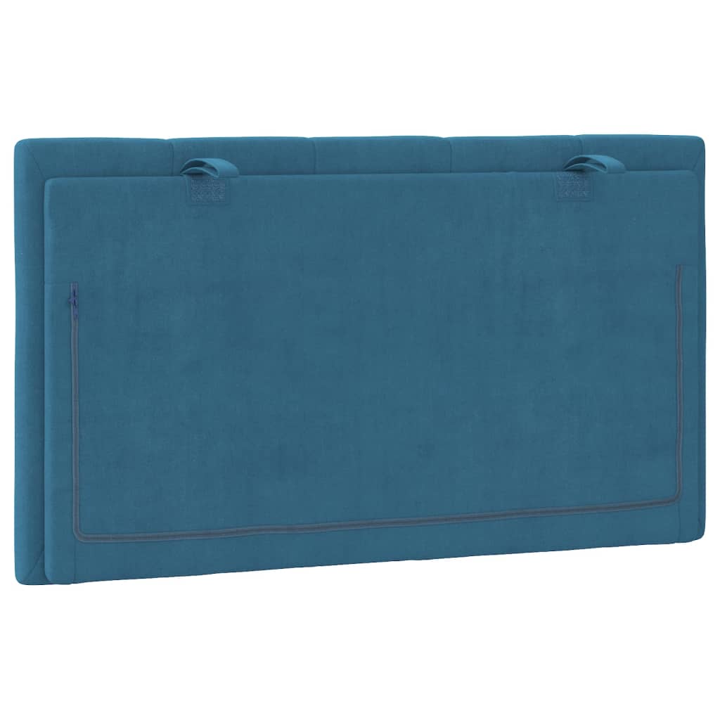Coussin de tête de lit bleu 90 cm velours - XIOS