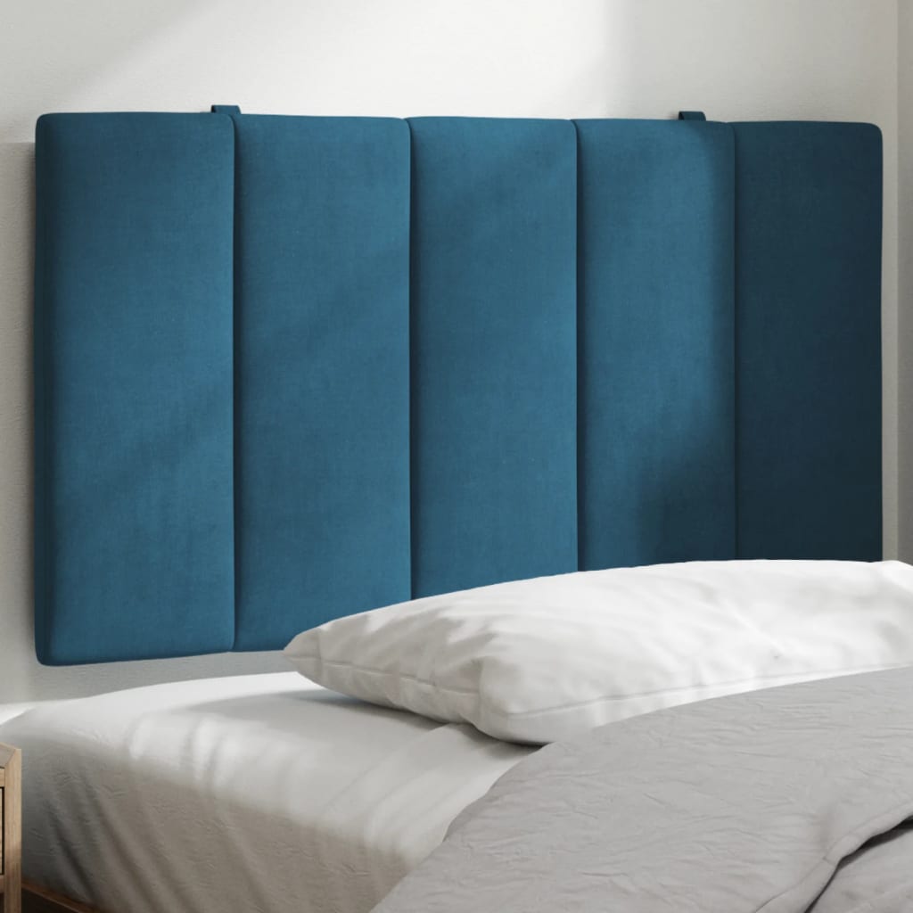 Coussin de tête de lit bleu 90 cm velours - XIOS