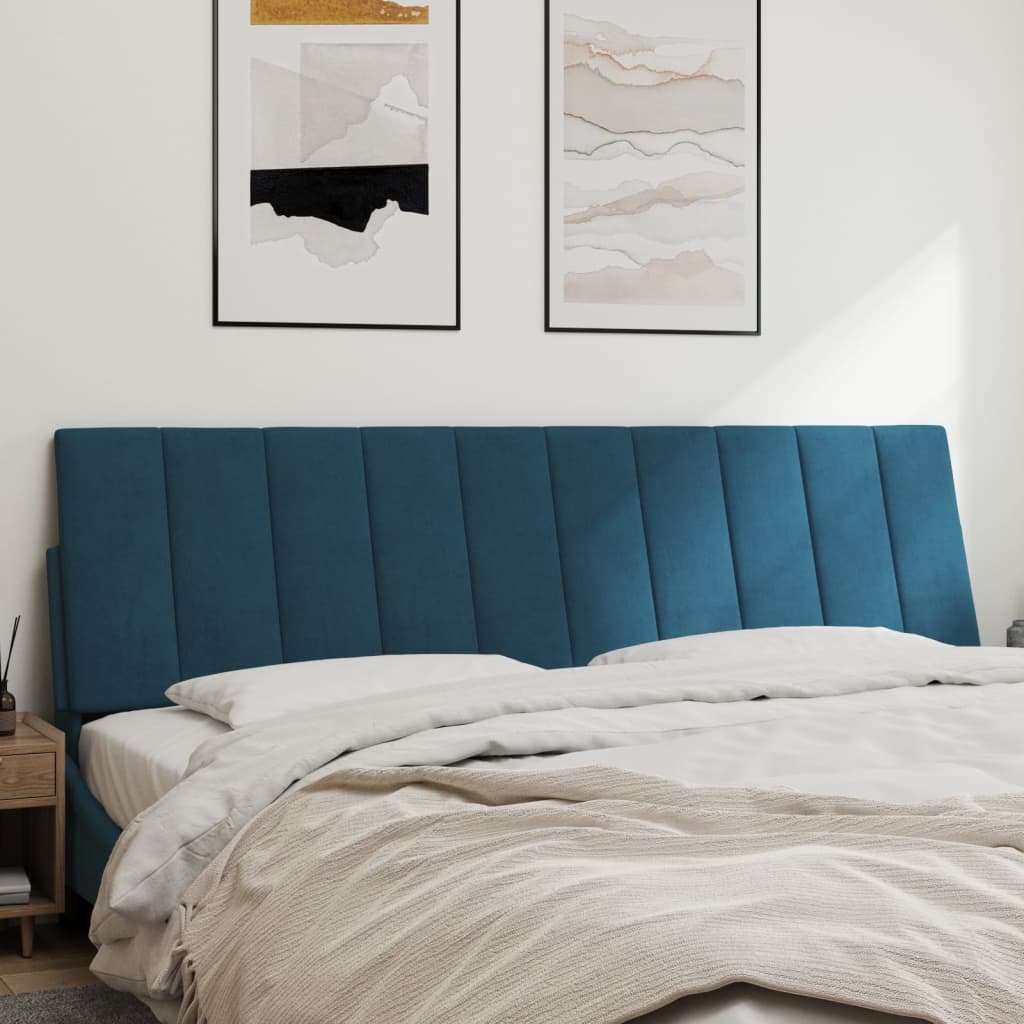 Coussin de tête de lit bleu 180 cm velours - XIOS