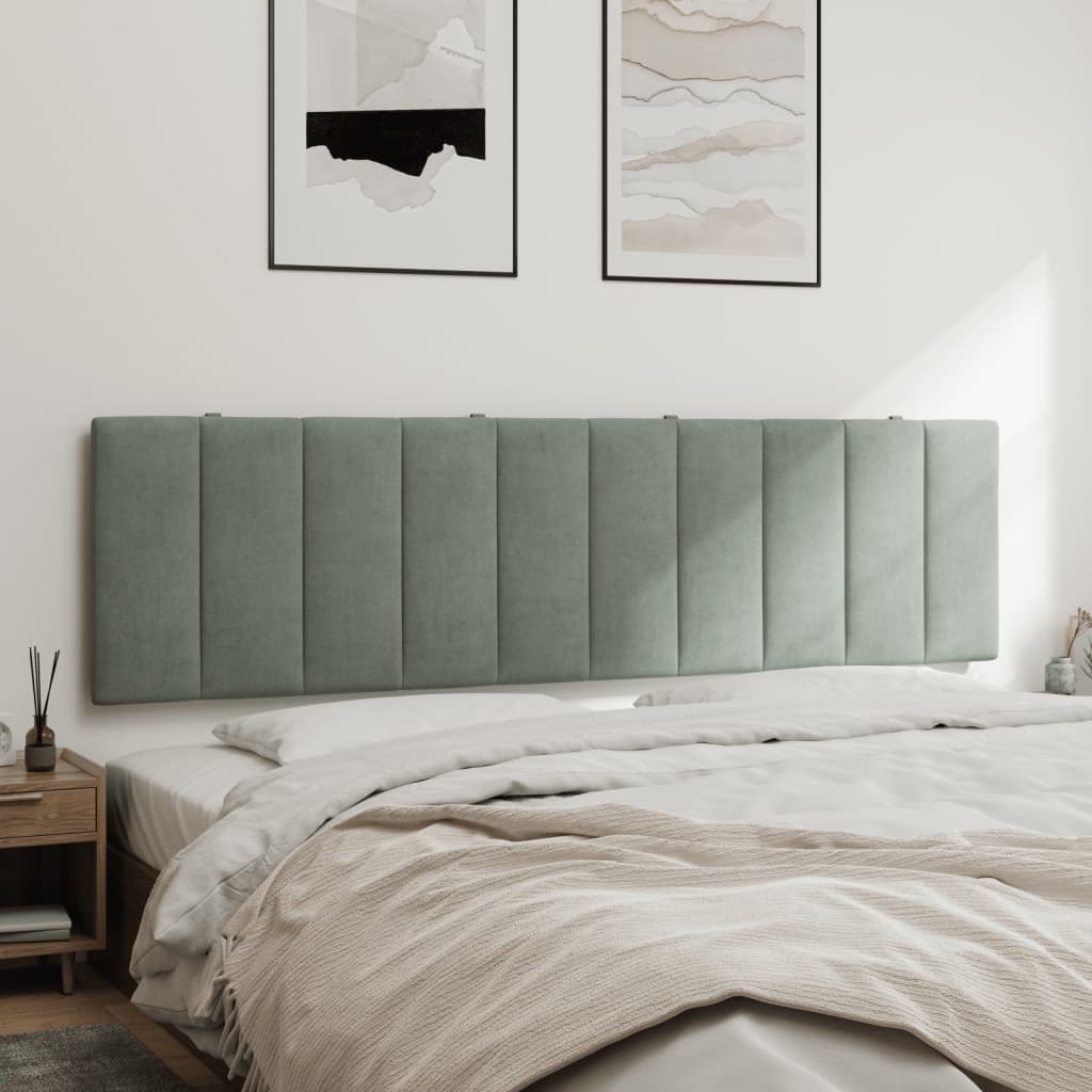 Coussin de tête de lit Hanko gris clair 183 cm velours - XIOS