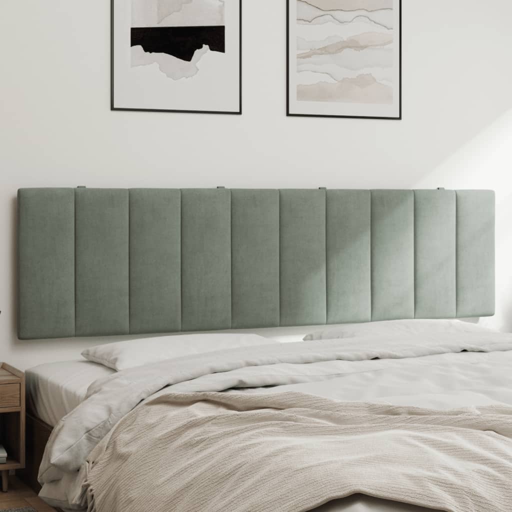 Coussin de tête de lit Hanko gris clair 183 cm velours - XIOS
