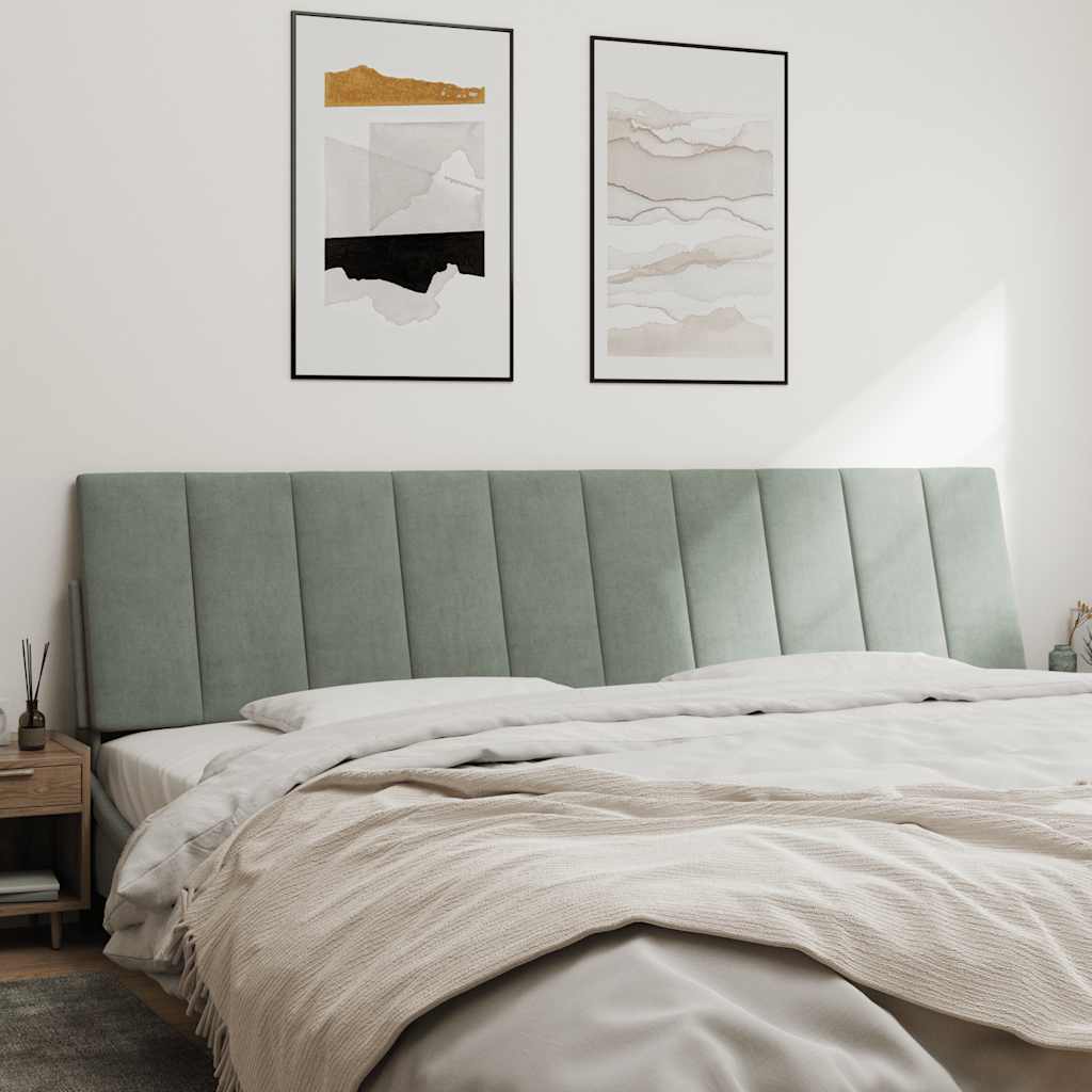 Coussin de tête de lit Hanko gris clair 200 cm velours - XIOS