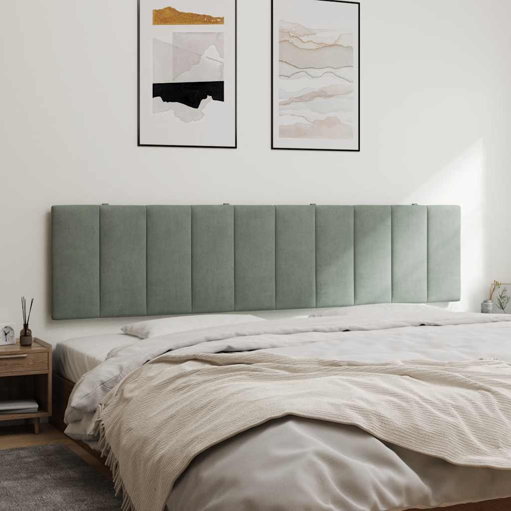 Coussin de tête de lit Hanko gris clair 200 cm velours - XIOS