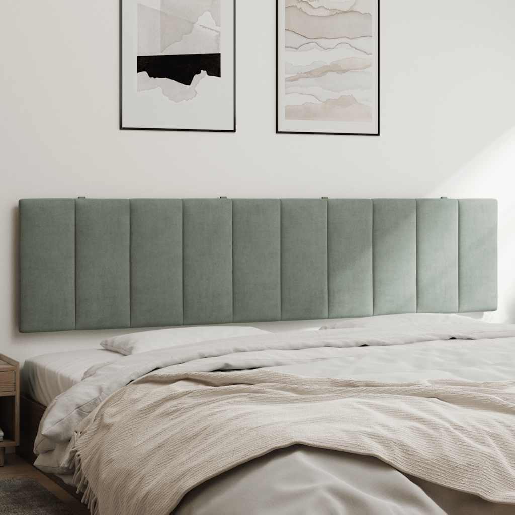 Coussin de tête de lit Hanko gris clair 200 cm velours - XIOS