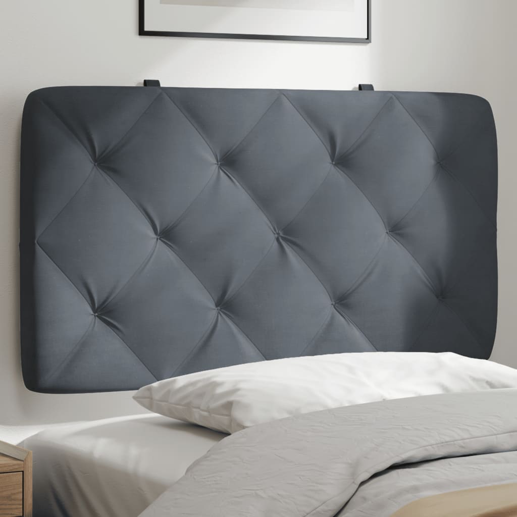 Coussin de tête de lit gris foncé 80 cm velours - XIOS