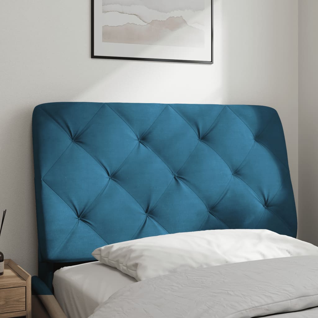 Coussin de tête de lit bleu 90 cm velours - XIOS