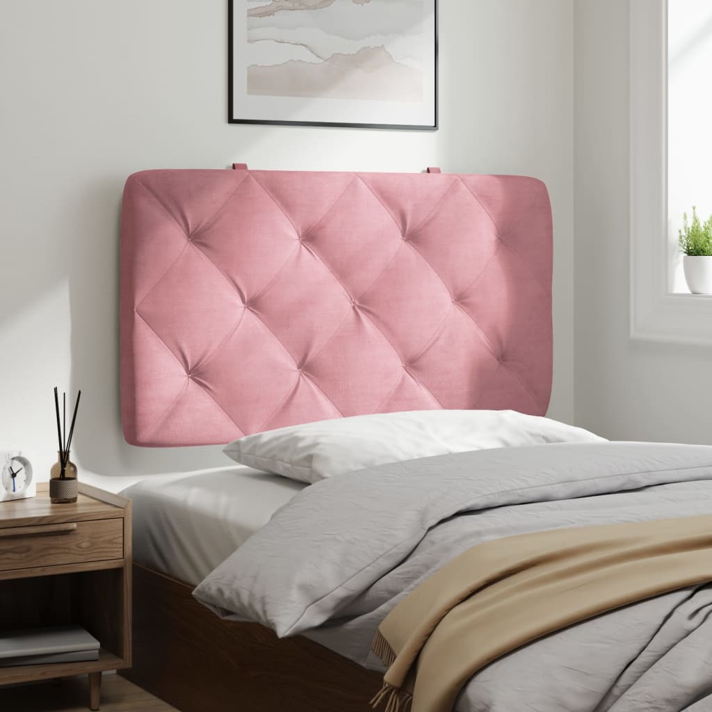 Coussin de tête de lit rose 90 cm velours - XIOS