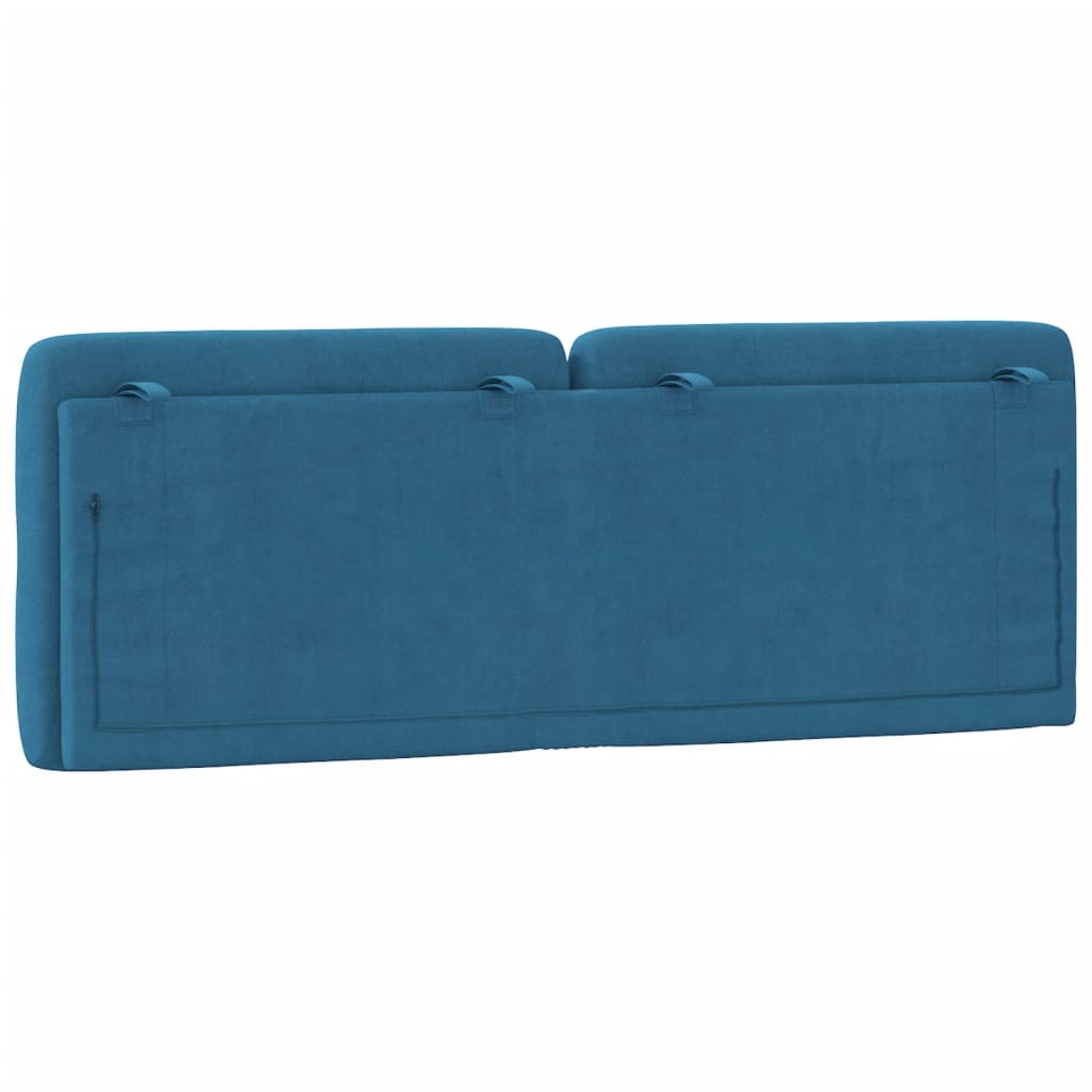 Coussin de tête de lit bleu 120 cm velours - XIOS