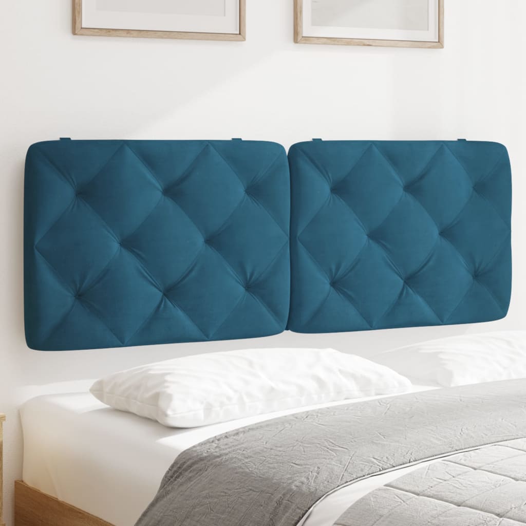 Coussin de tête de lit bleu 120 cm velours - XIOS