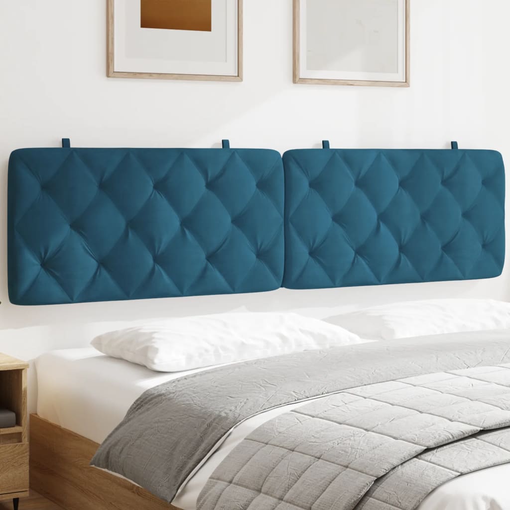 Coussin de tête de lit bleu 200 cm velours - XIOS