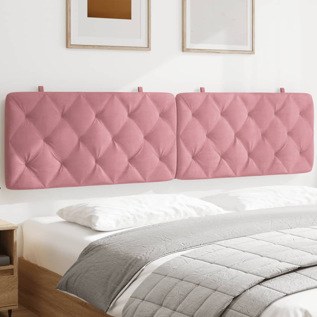 Coussin de tête de lit rose 200 cm velours - XIOS