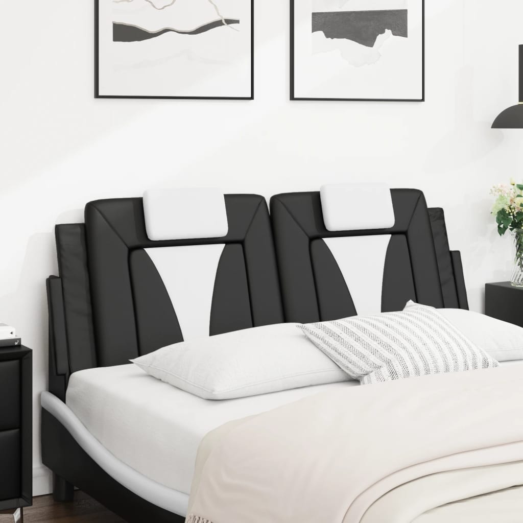 Coussin de tête de lit Viana noir et blanc 137 cm similicuir - XIOS