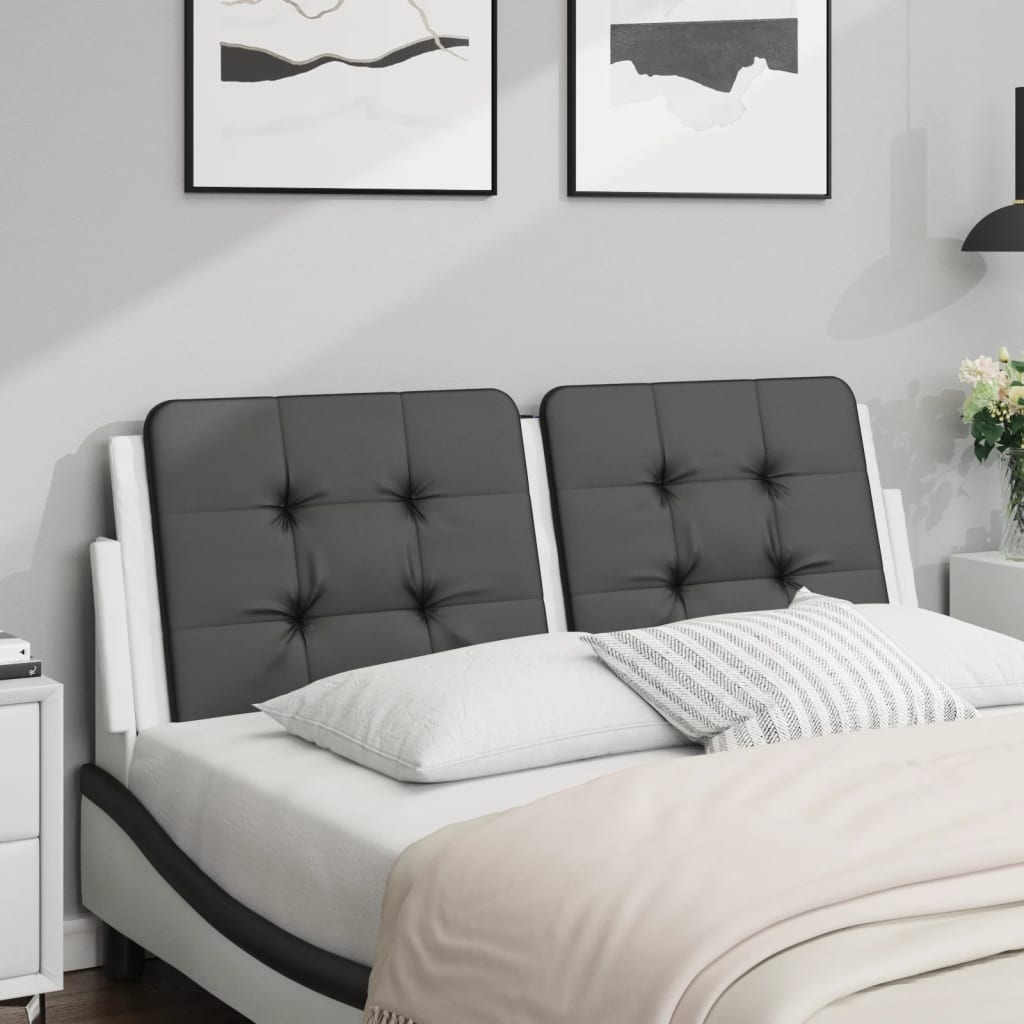 Coussin de tête de lit noir et blanc 120 cm similicuir - XIOS