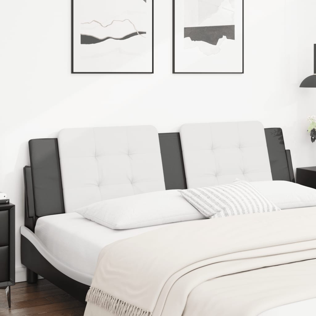 Coussin de tête de lit blanc et noir 180 cm similicuir - XIOS