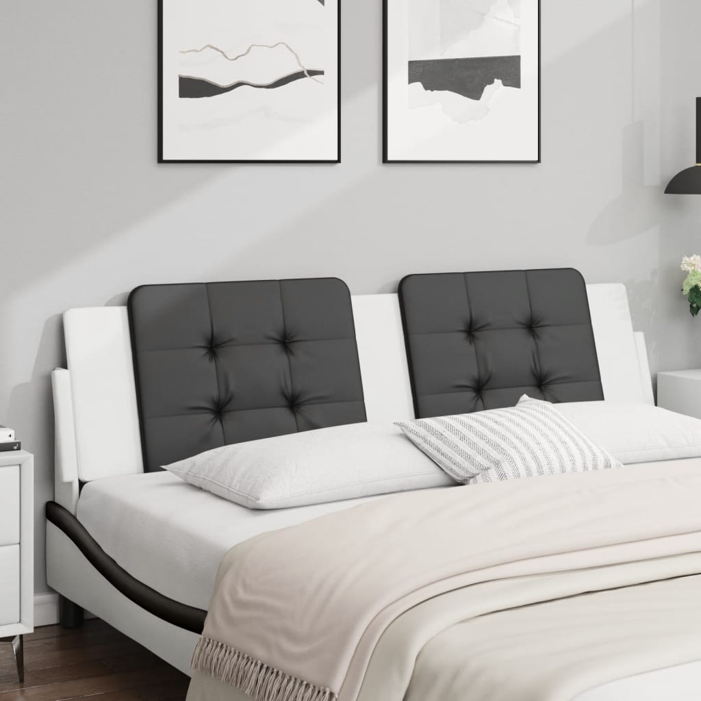 Coussin de tête de lit noir et blanc 180 cm similicuir - XIOS