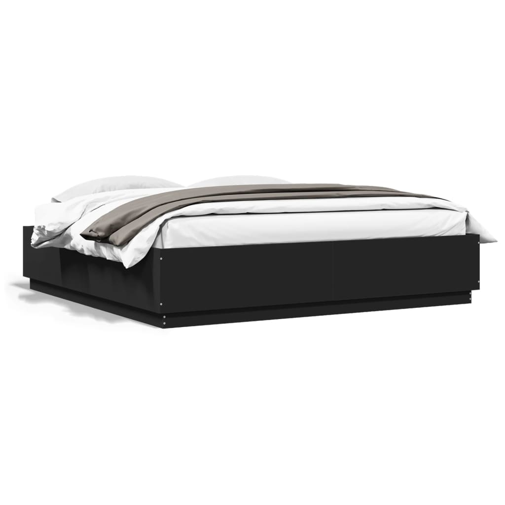 Cadre de lit avec LED sans matelas noir 200x200 cm - XIOS