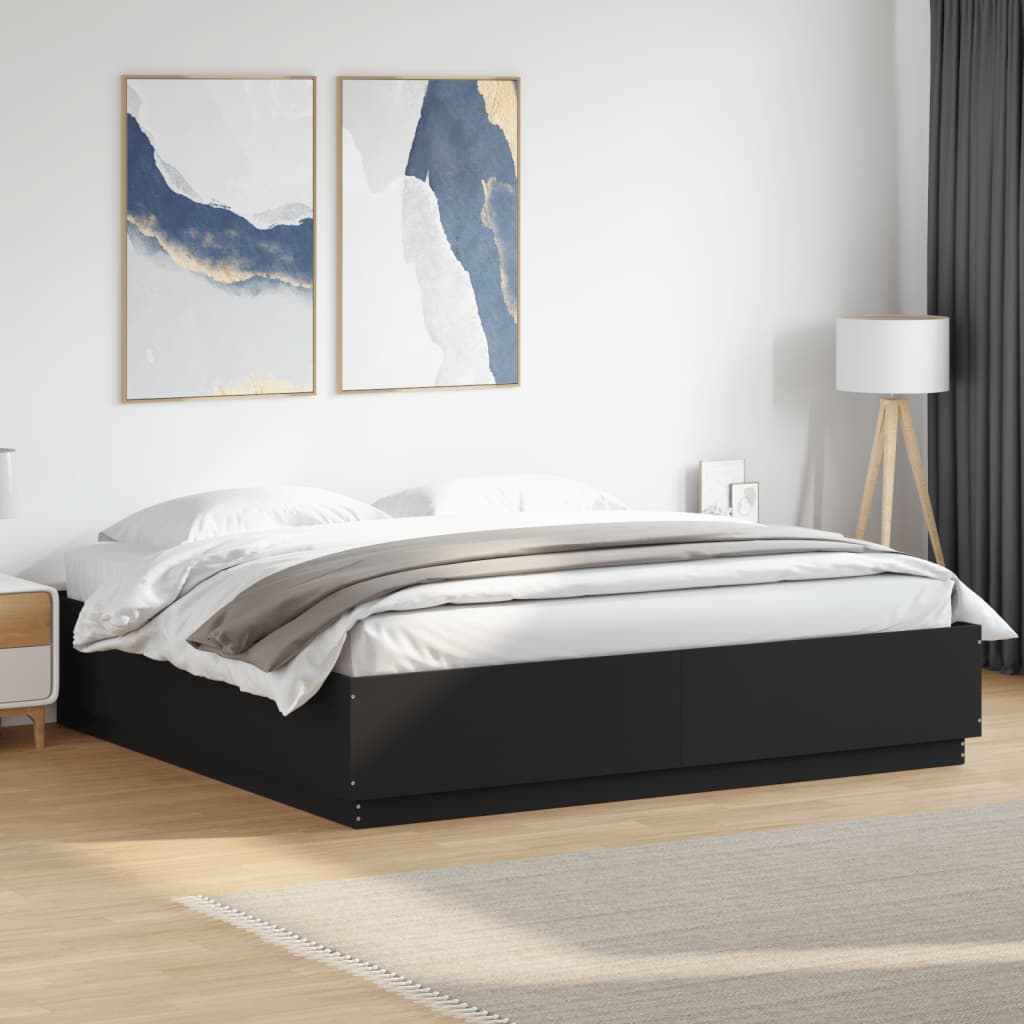 Cadre de lit avec LED sans matelas noir 200x200 cm - XIOS