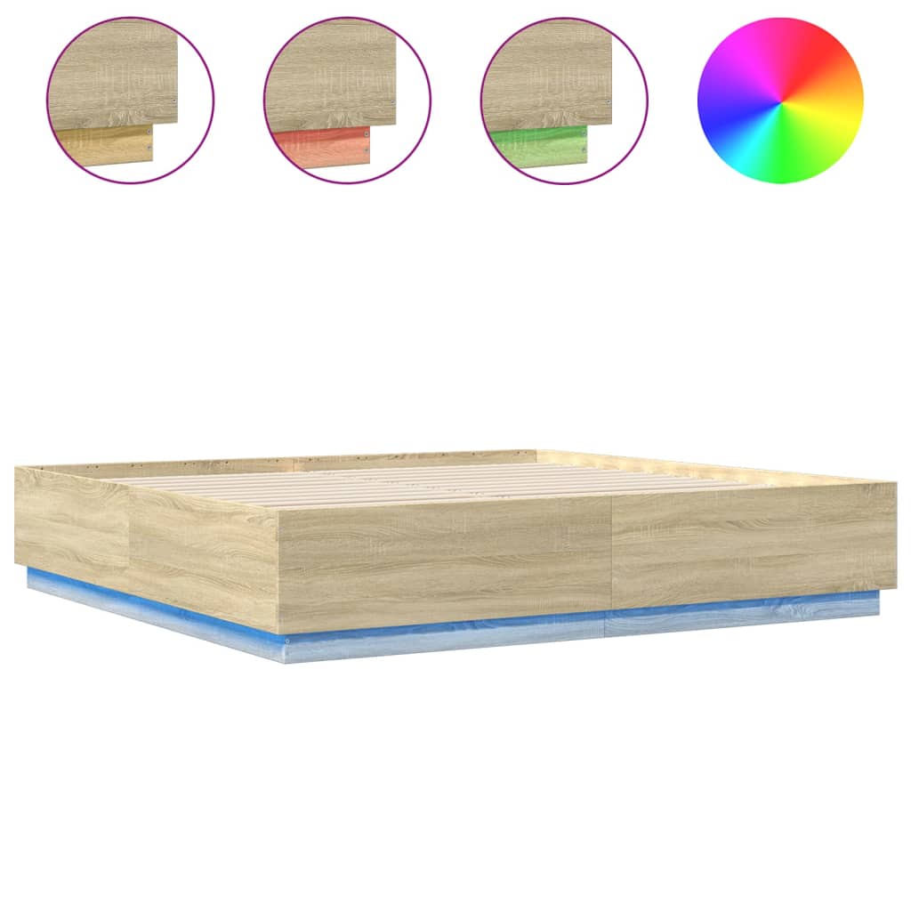 Cadre de lit avec LED sans matelas chêne sonoma 200x200 cm - XIOS