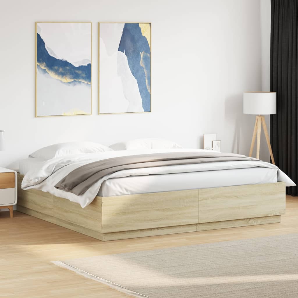 Cadre de lit avec LED sans matelas chêne sonoma 200x200 cm - XIOS