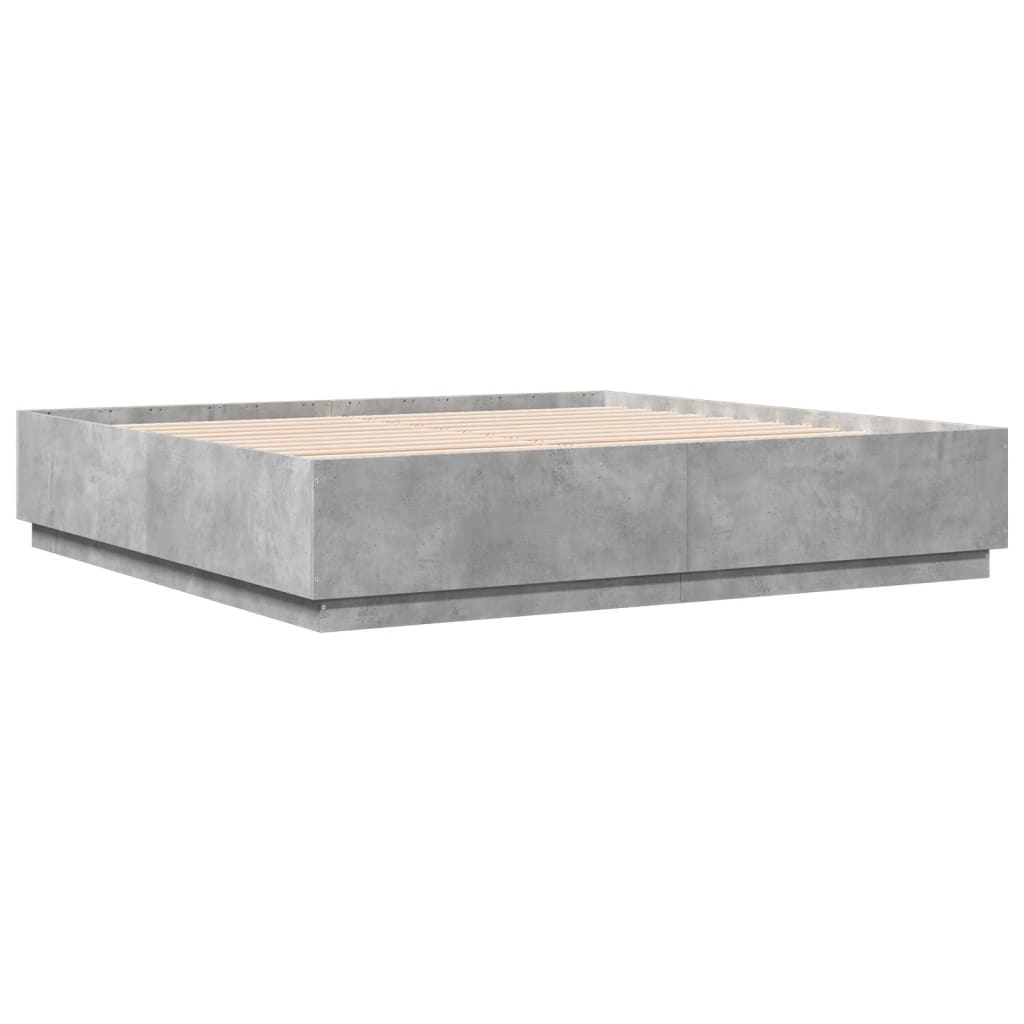 Cadre de lit avec LED sans matelas gris béton 200x200 cm - XIOS
