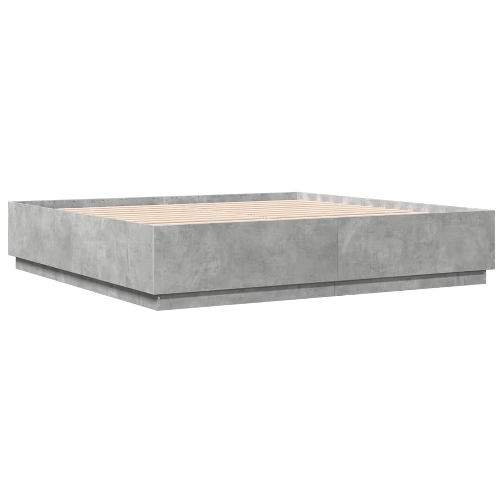 Cadre de lit avec LED sans matelas gris béton 200x200 cm - XIOS