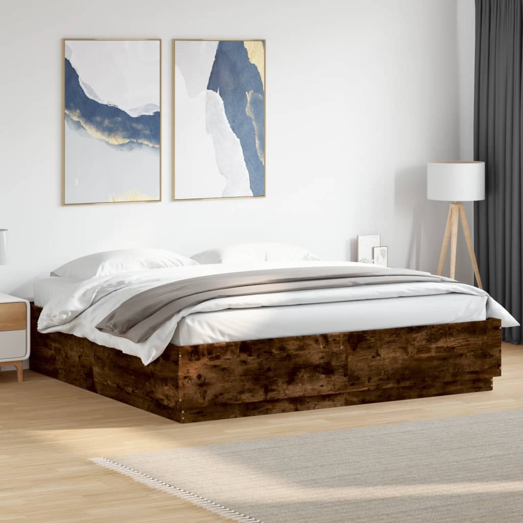 Cadre de lit avec LED sans matelas chêne fumé 200x200 cm - XIOS