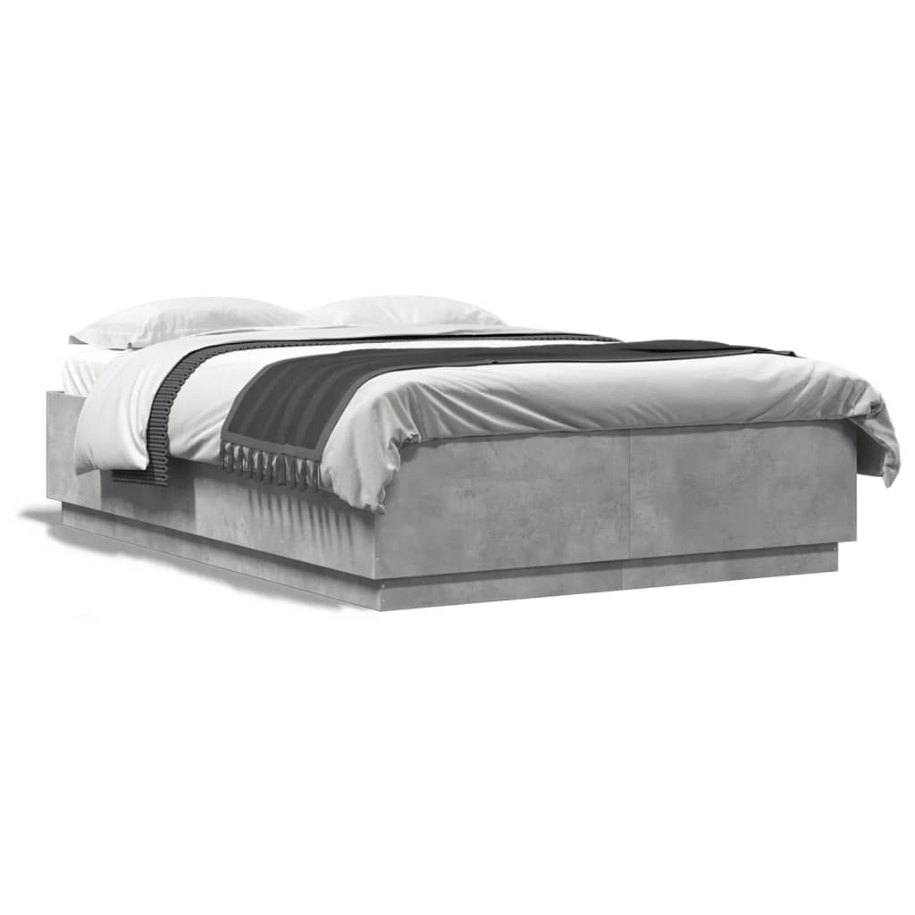 Cadre de lit avec lumières LED gris béton 160x200 cm Lits & cadres de lit vidaXL   