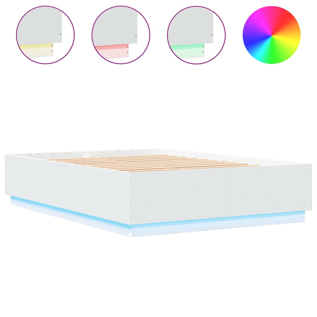 Cadre de lit avec LED sans matelas blanc 150x200 cm - XIOS
