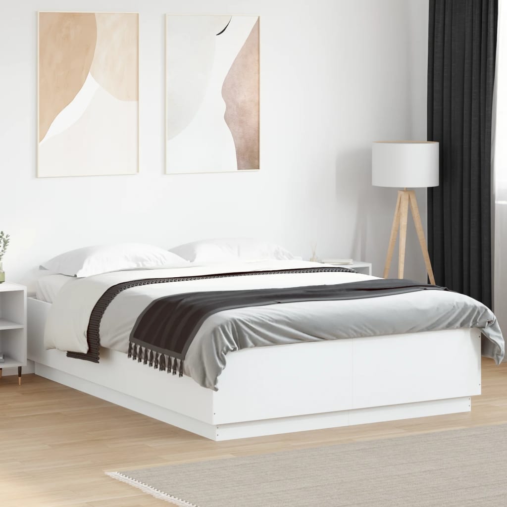 Cadre de lit avec LED sans matelas blanc 150x200 cm - XIOS