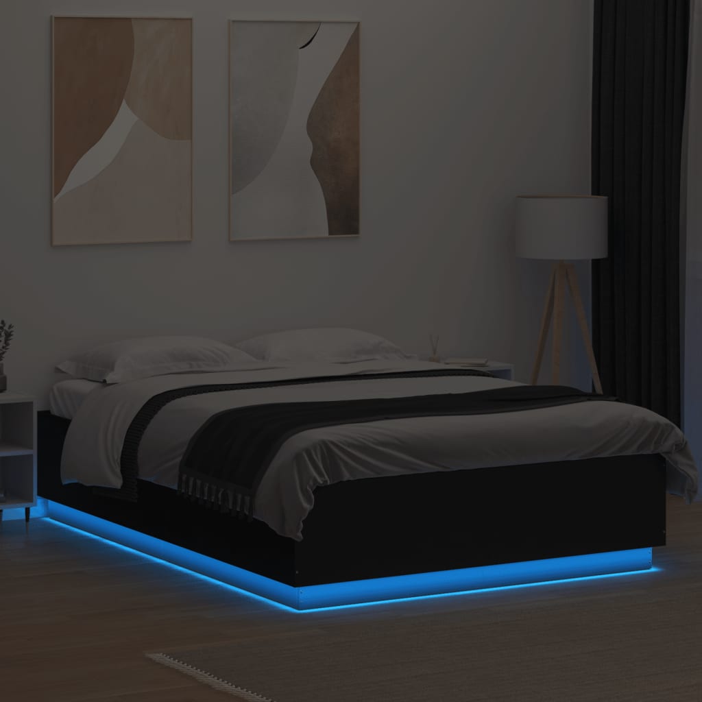 Cadre de lit avec LED sans matelas noir 150x200 cm - XIOS