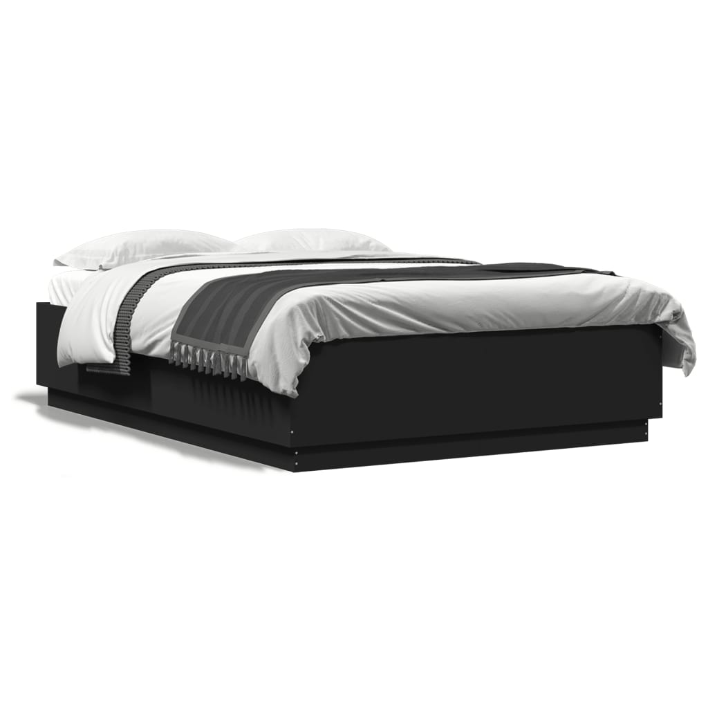 Cadre de lit avec LED sans matelas noir 150x200 cm - XIOS