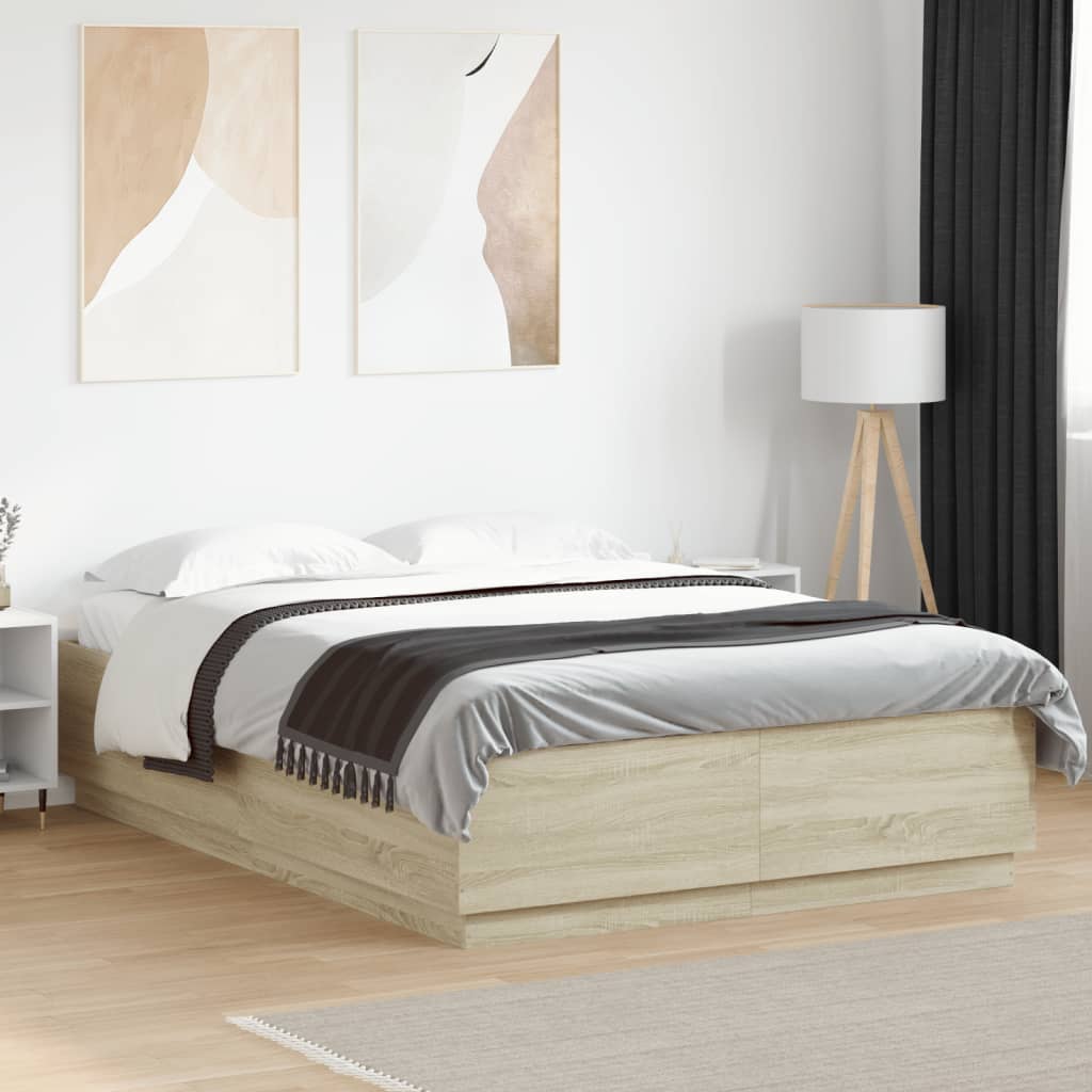 Cadre de lit avec LED sans matelas chêne sonoma 150x200 cm - XIOS