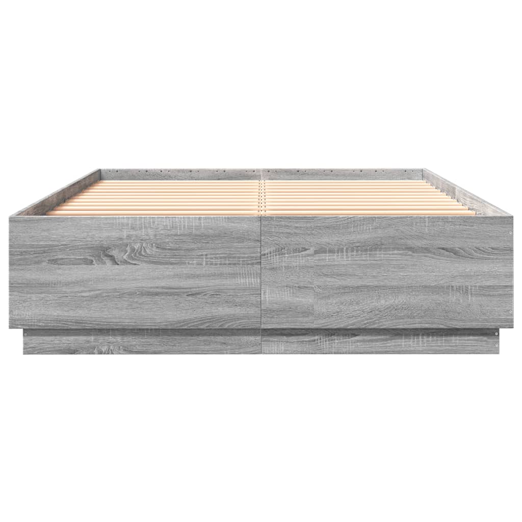 Cadre de lit avec lumières LED sonoma gris 150x200 cm Lits & cadres de lit vidaXL   