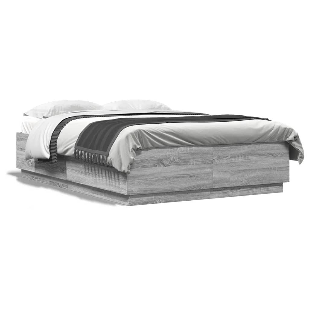 Cadre de lit avec lumières LED sonoma gris 150x200 cm Lits & cadres de lit vidaXL   