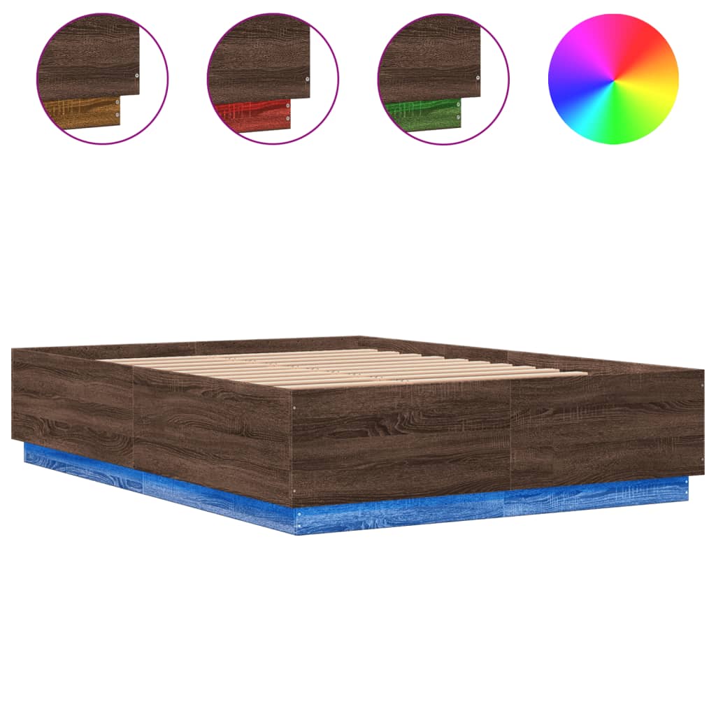Cadre de lit avec LED sans matelas chêne marron 150x200 cm - XIOS