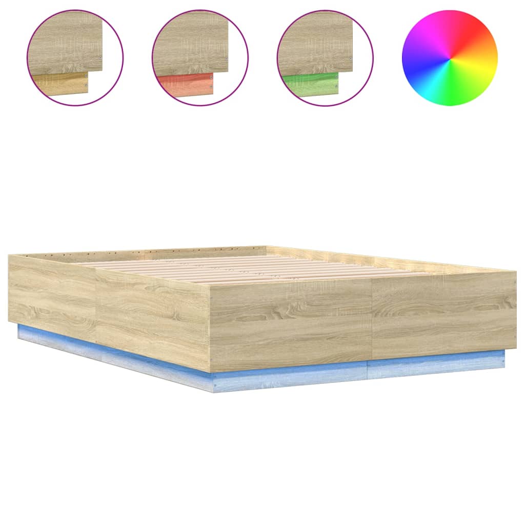 Cadre de lit avec LED sans matelas chêne sonoma 140x200 cm - XIOS