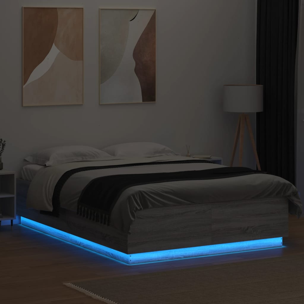 Cadre de lit avec LED sans matelas sonoma gris 140x200 cm - XIOS