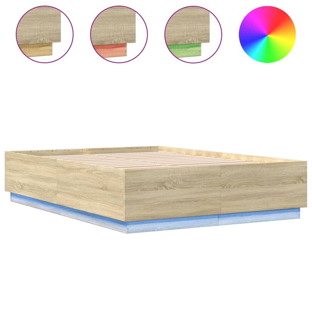 Cadre de lit avec LED sans matelas chêne sonoma 120x200 cm - XIOS