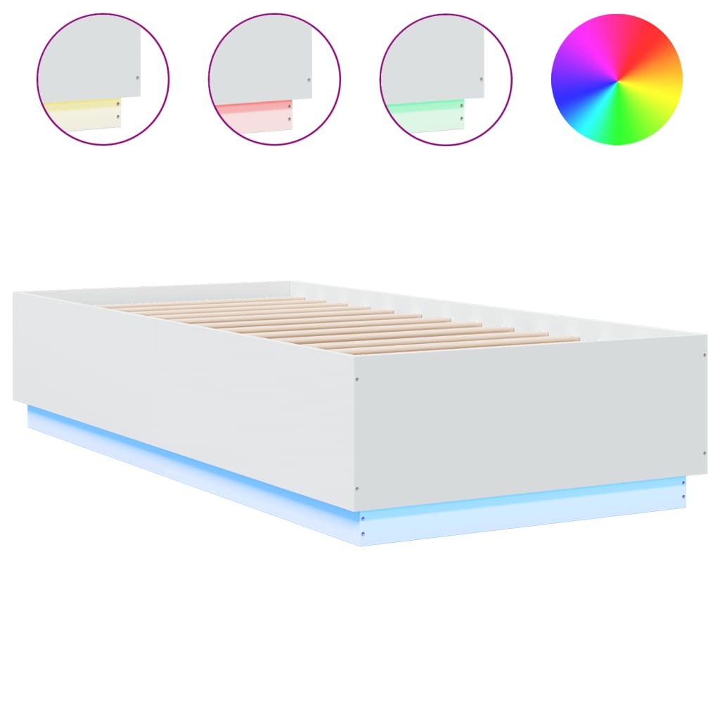 Cadre de lit avec LED sans matelas blanc 100x200 cm - XIOS