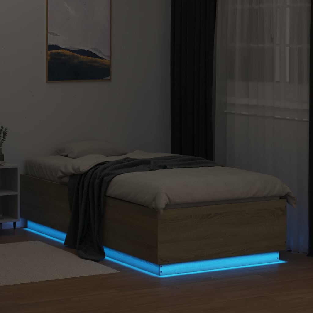 Cadre de lit avec LED sans matelas chêne sonoma 100x200 cm - XIOS